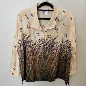 Vintage Maggie Sweet Floral Button Down Blouse Petite Size 1X Windswept